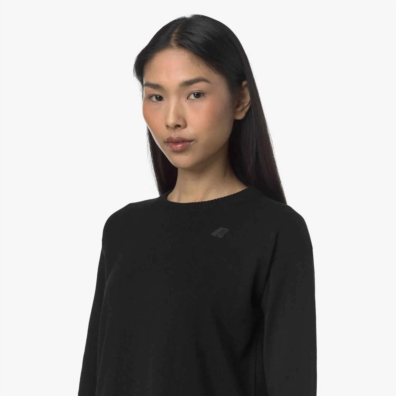 K-Way Domitine Cotton pulover dama Black Pure bumbac crop