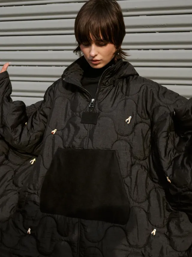Alpha Industries GDBG poncho negru cu mărgele mărime unică