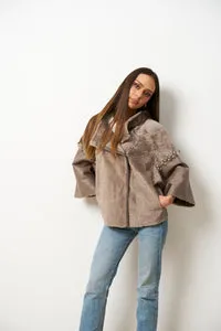 Mareus Poncho shearling 636 Cinnamon piele naturală