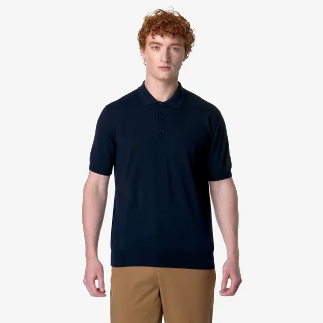 K-Way Pleyne tricou polo albastru bumbac