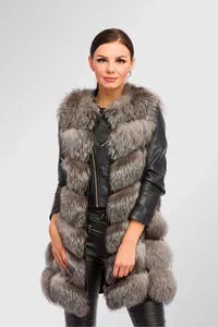 Mareus 339 vestă vulpe damă gri argintiu