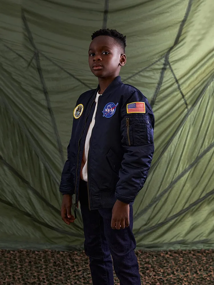 Alpha Industries Youth NASA MA-1 bomber albastru replica