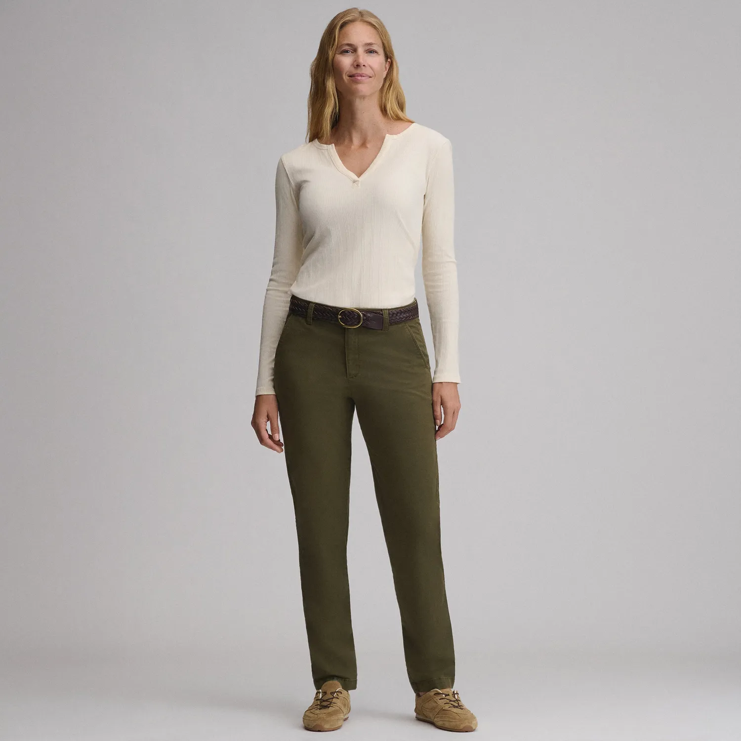 Eddie Bauer Legend Wash pantaloni dama bej bumbac moale
