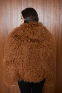 Mareus Miel Tibetan 509 haină blană caramel oversized