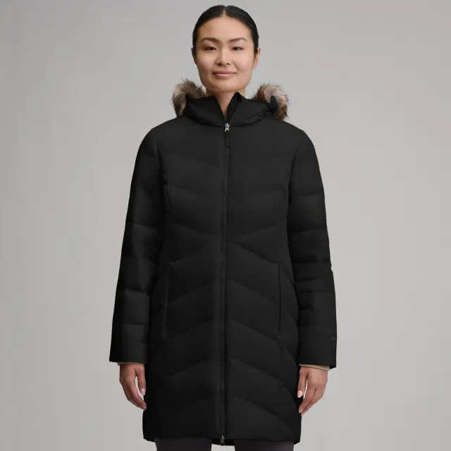 Eddie Bauer Classic Down Parka palton puf damă negru lung