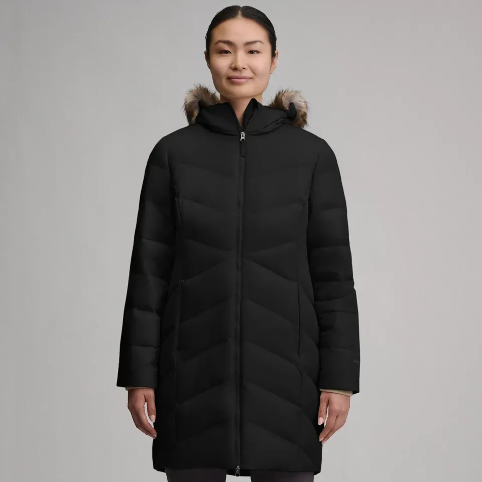 Eddie Bauer Classic Down Parka palton puf damă negru lung