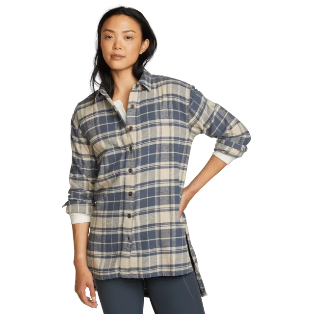 Eddie Bauer Ballard tunica dama gri flanel bumbac
