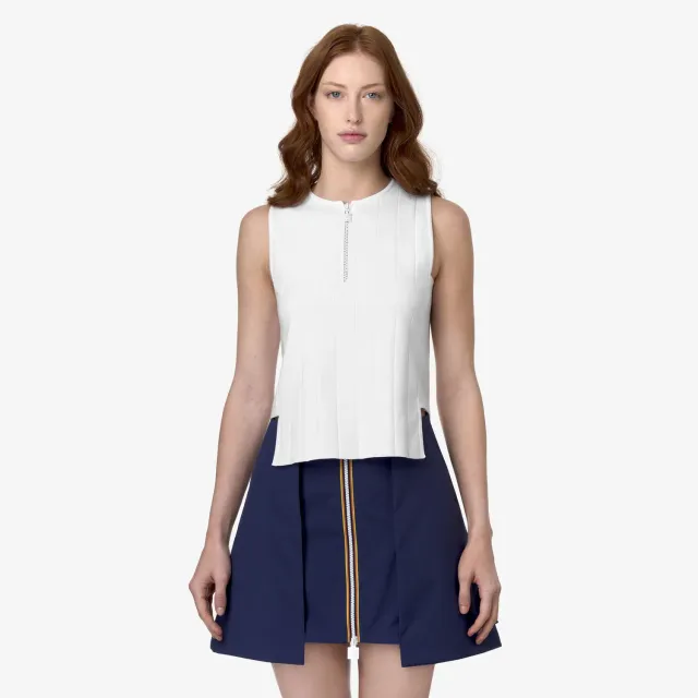 K-Way Jaelle Knitted vesta tricotata dama alba bumbac