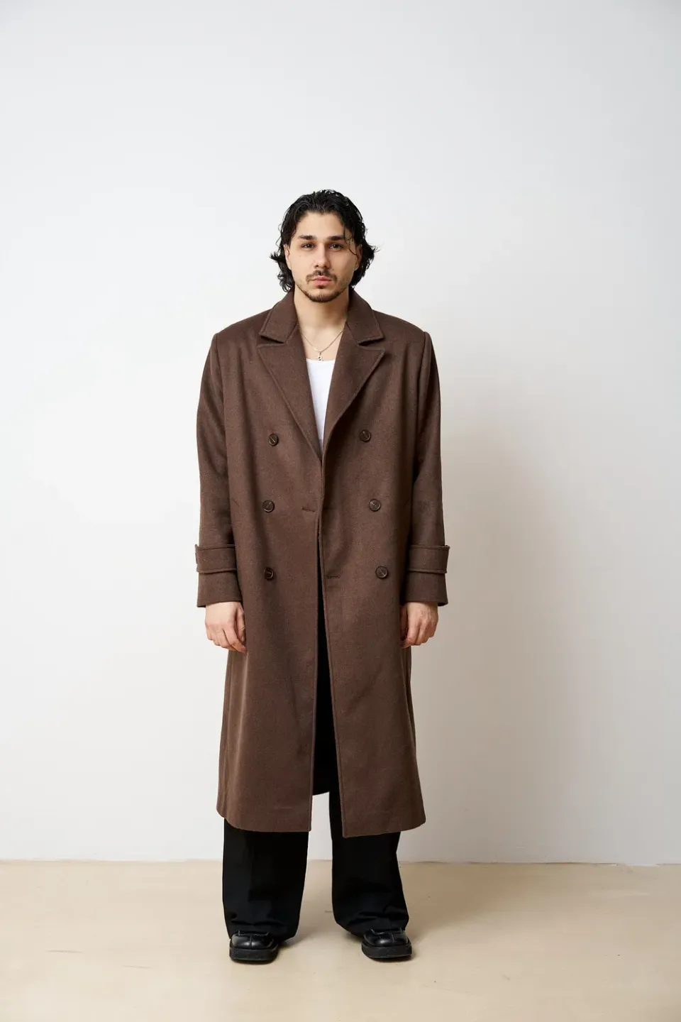 Mareus 529 palton lână bărbați lung maro Espresso Brown
