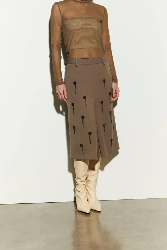 Isabelle Blanche fusta midi dune strasuri