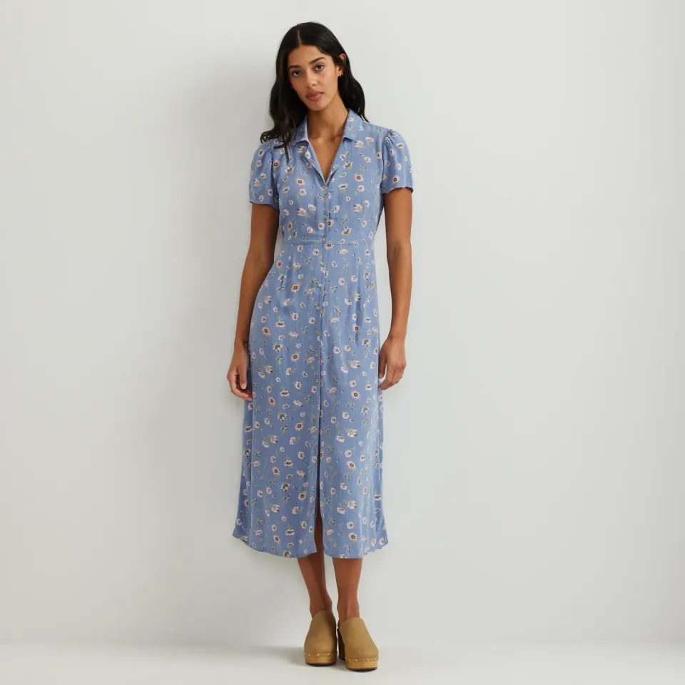 Eddie Bauer rochie midi Carbon cu guler camasa