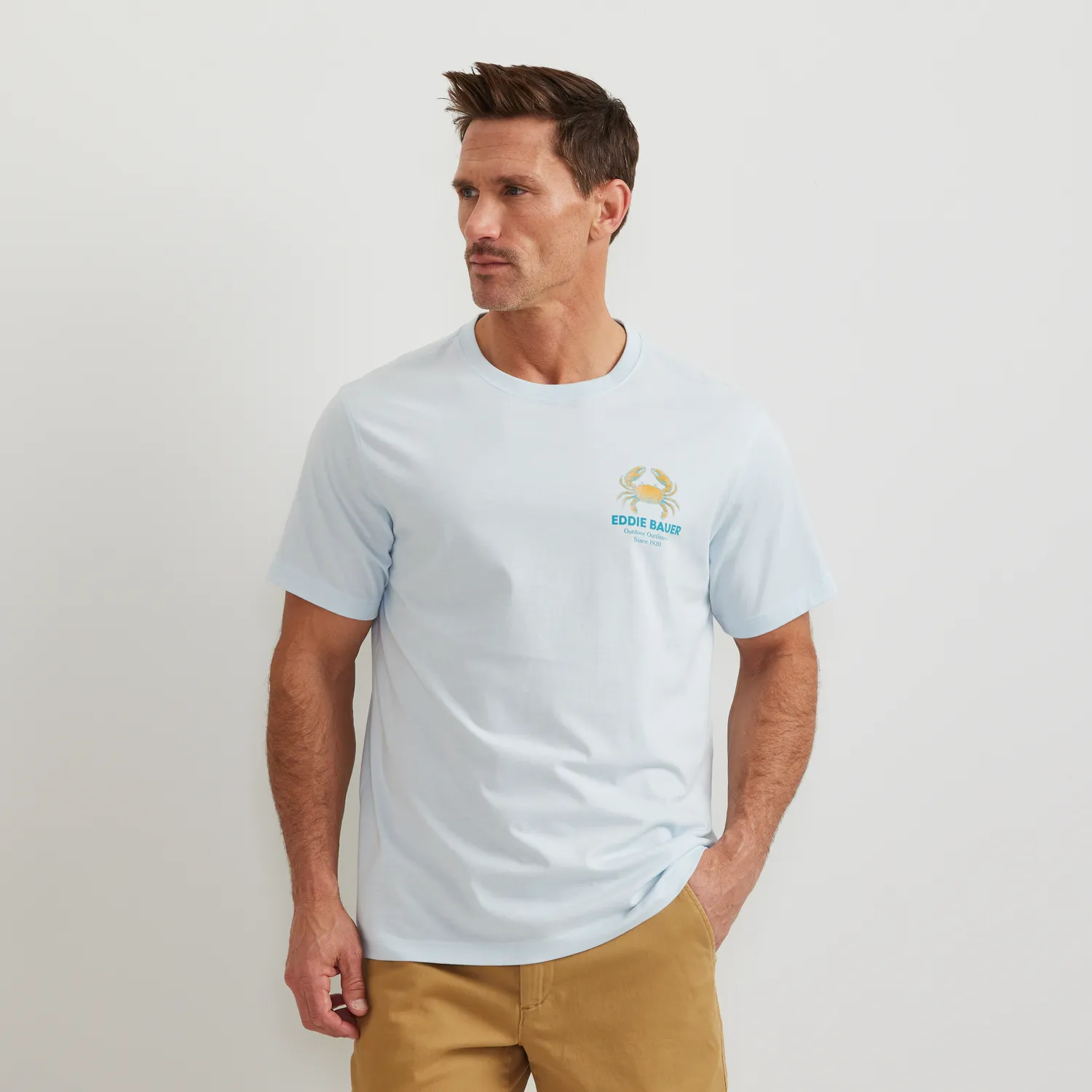 Eddie Bauer EB Fish Layout tricou barbati Pale Blue imprimat