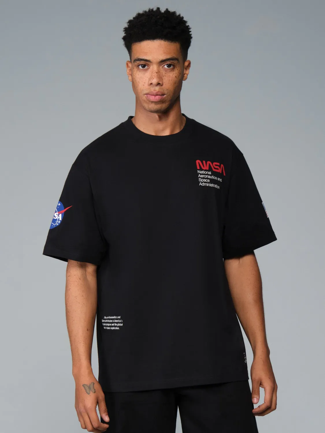Alpha Industries NASA Worm Logo tricou negru bumbac