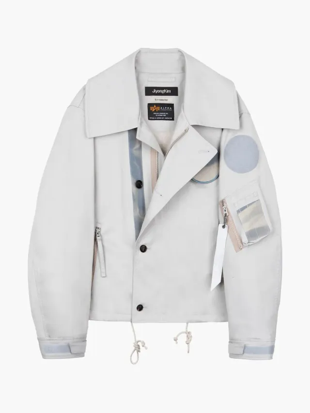 Alpha Industries JiyongKim Wide Collar palton gri deschis