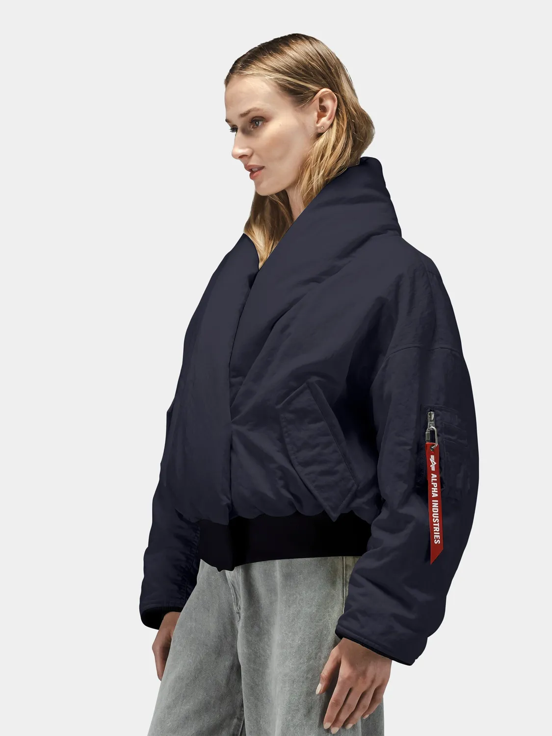 Alpha Industries Shawl Collar Bomber Jacket geaca dama Cocoa puf