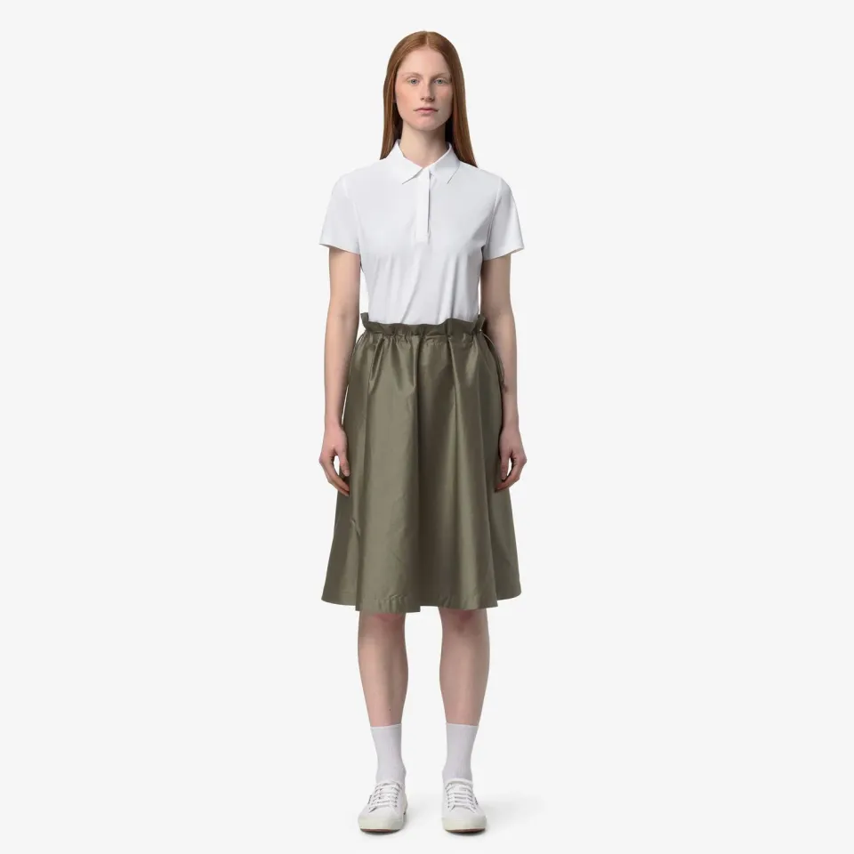 K-Way Gaelal Shiny Cotton fustă damă verde satinată