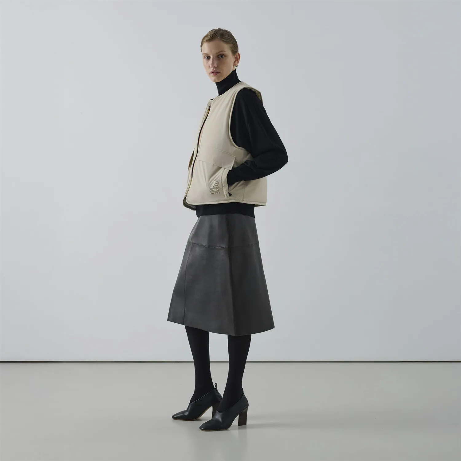 K-Way Wes Padded Soeur vesta dama gri-bej usoara