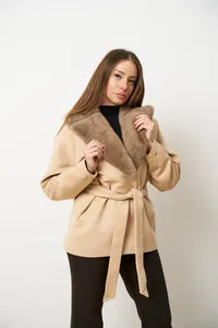 Mareus Pastel 714 palton casmir Pastel cu vizon