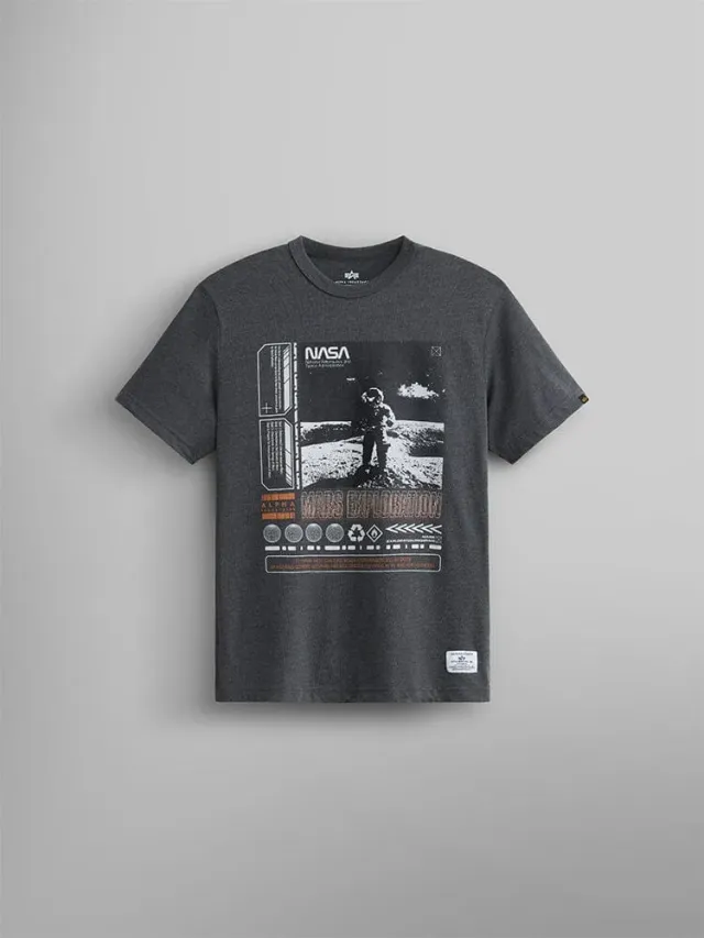 Alpha Industries NASA Exploration tricou gri închis bumbac