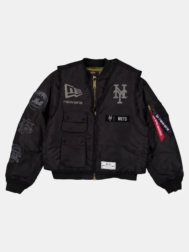Alpha Industries MA-1 New York Mets x New Era geaca bomber negru 2in1
