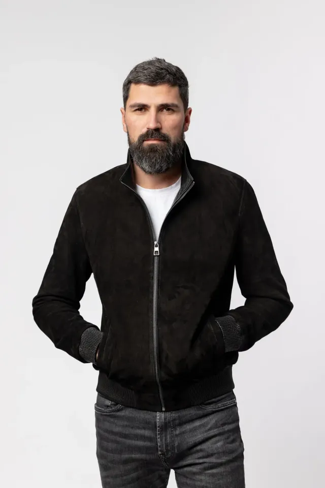 Mareus Obsidian 117 geaca piele intoarsa negru barbati
