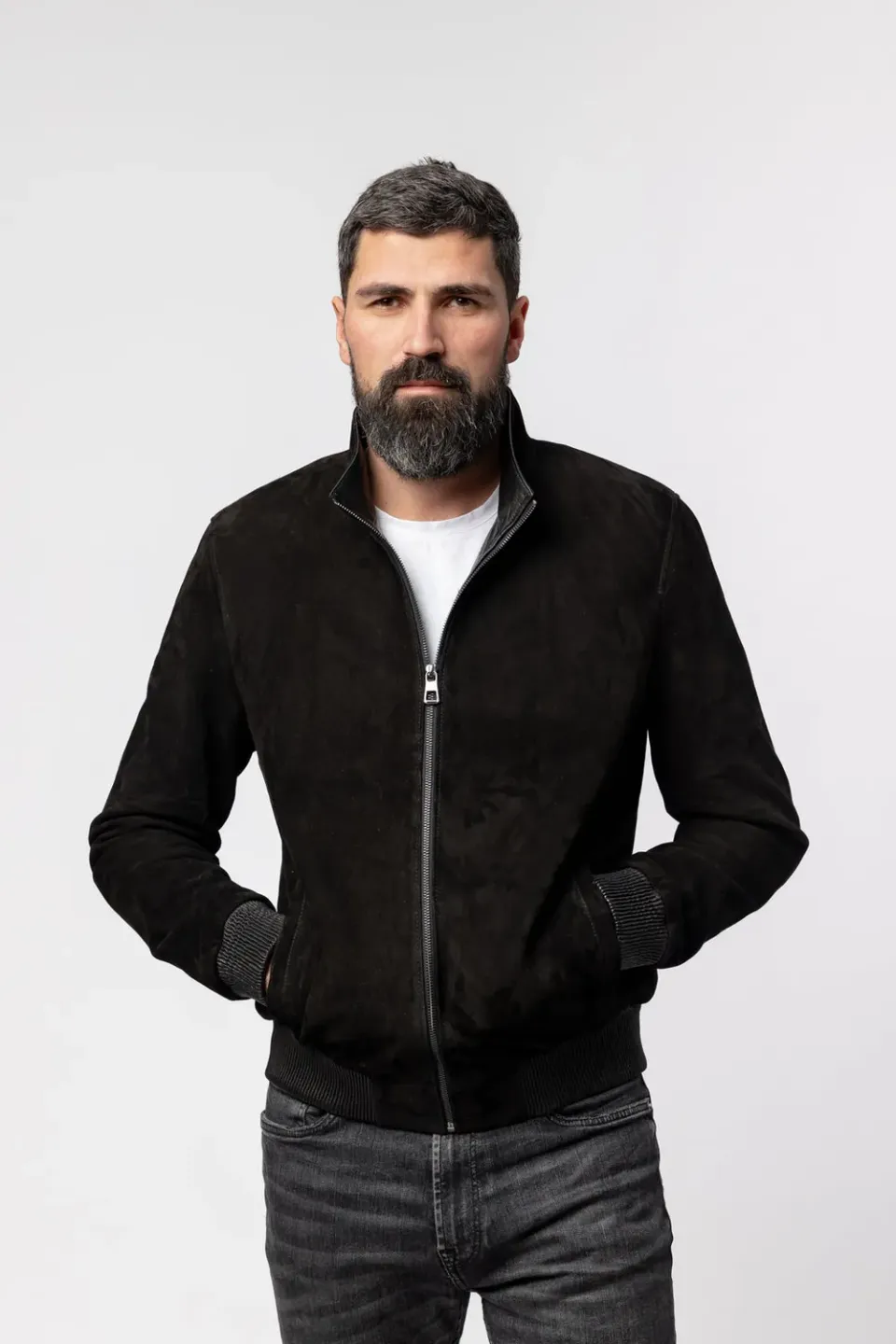Mareus Obsidian 117 geaca piele intoarsa negru barbati