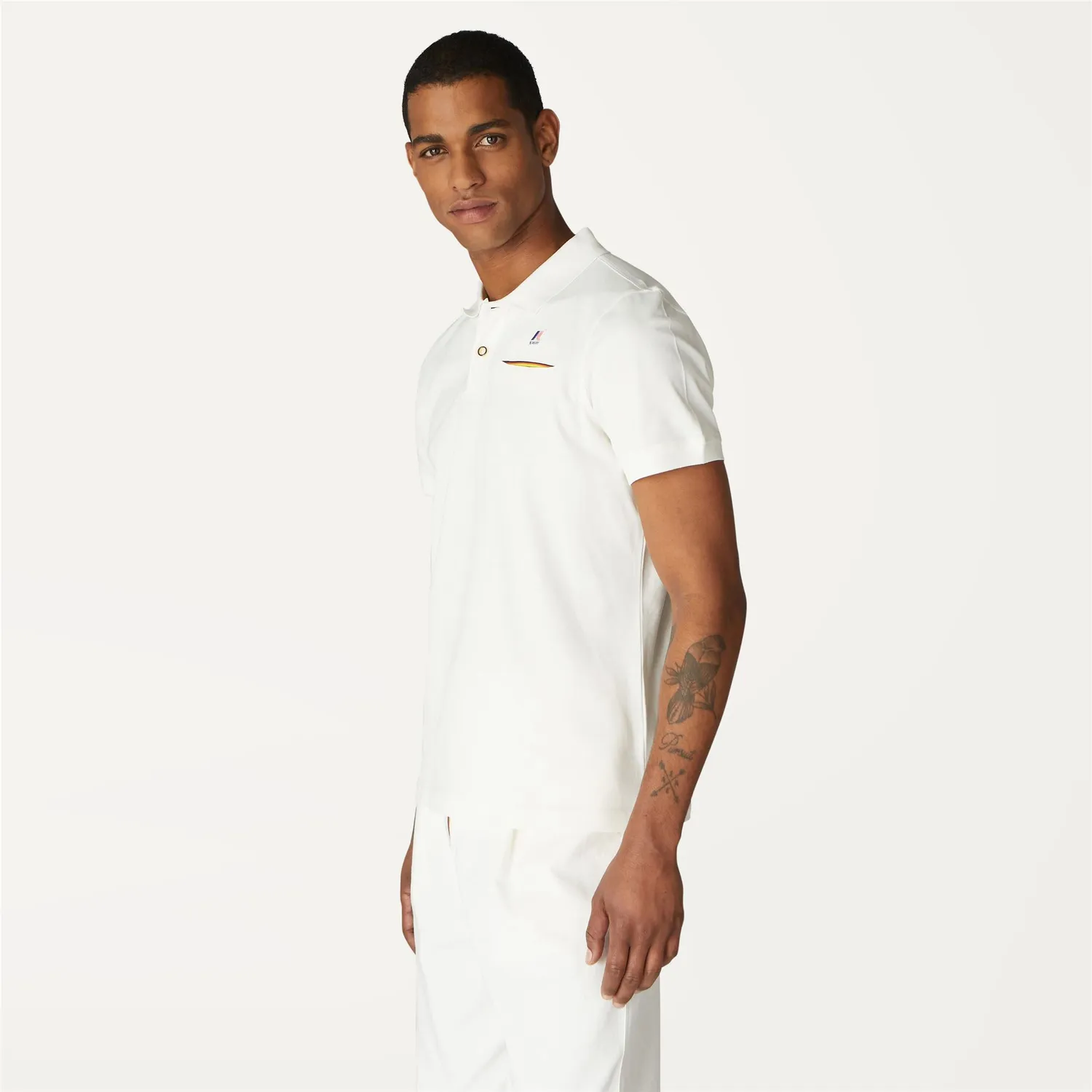 K-Way Briac Stretch polo barbati alb bumbac elastic