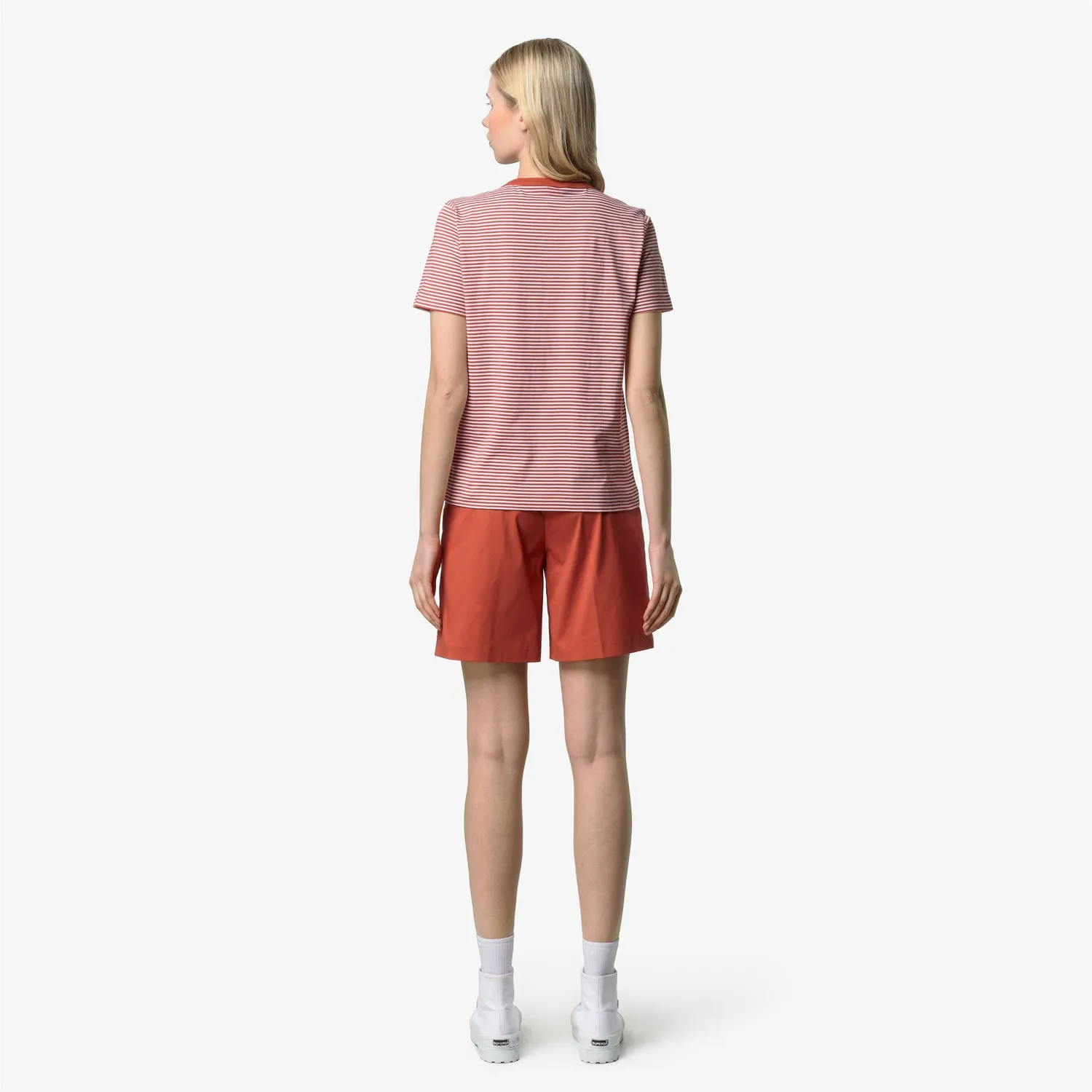 K-Way Elodie Slimline Jersey tricou dama alb bumbac dungi