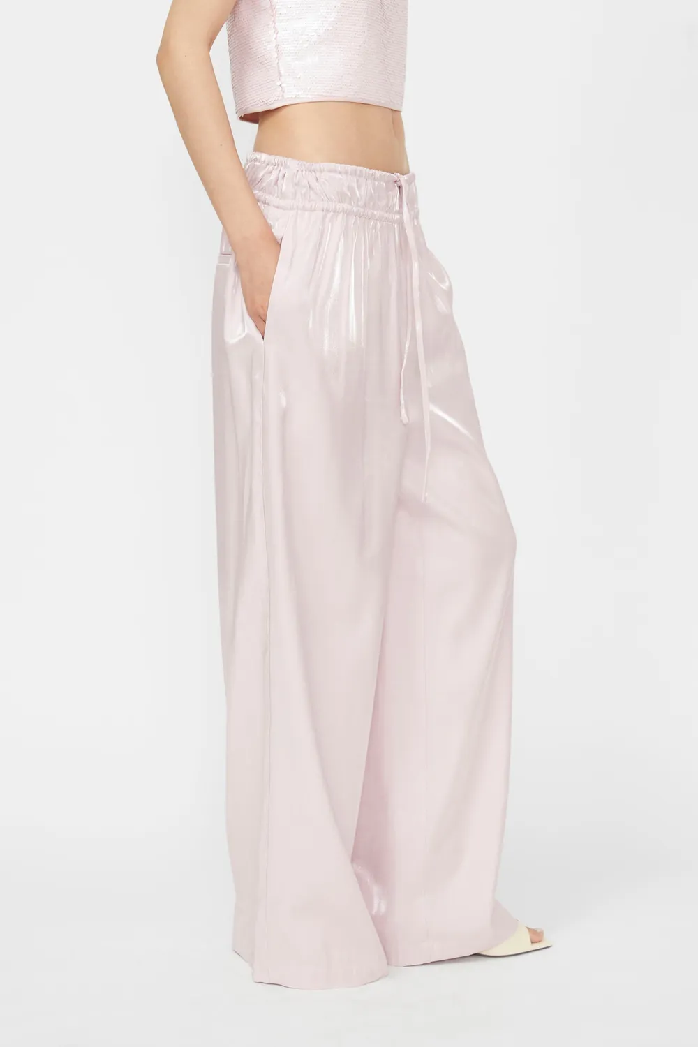 Isabelle Blanche pantaloni roz vascoza elastic snur