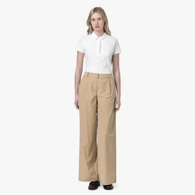 K-Way Pigalle pantaloni dama bej cu croi larg