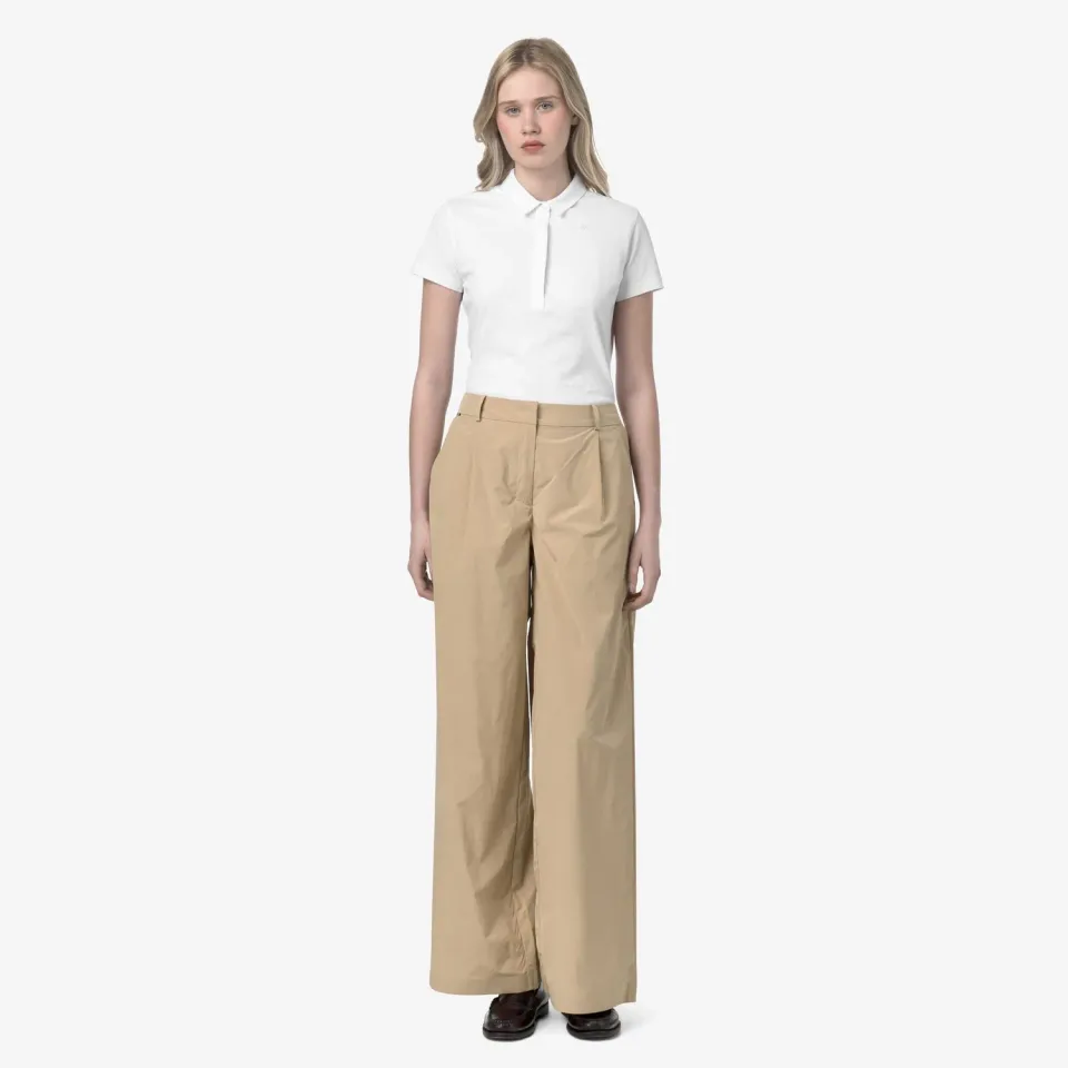 K-Way Pigalle pantaloni dama bej cu croi larg