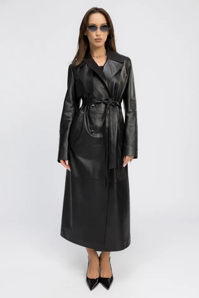 Mareus Fabrica de Blanuri Obsidian Black 440 trench piele damă