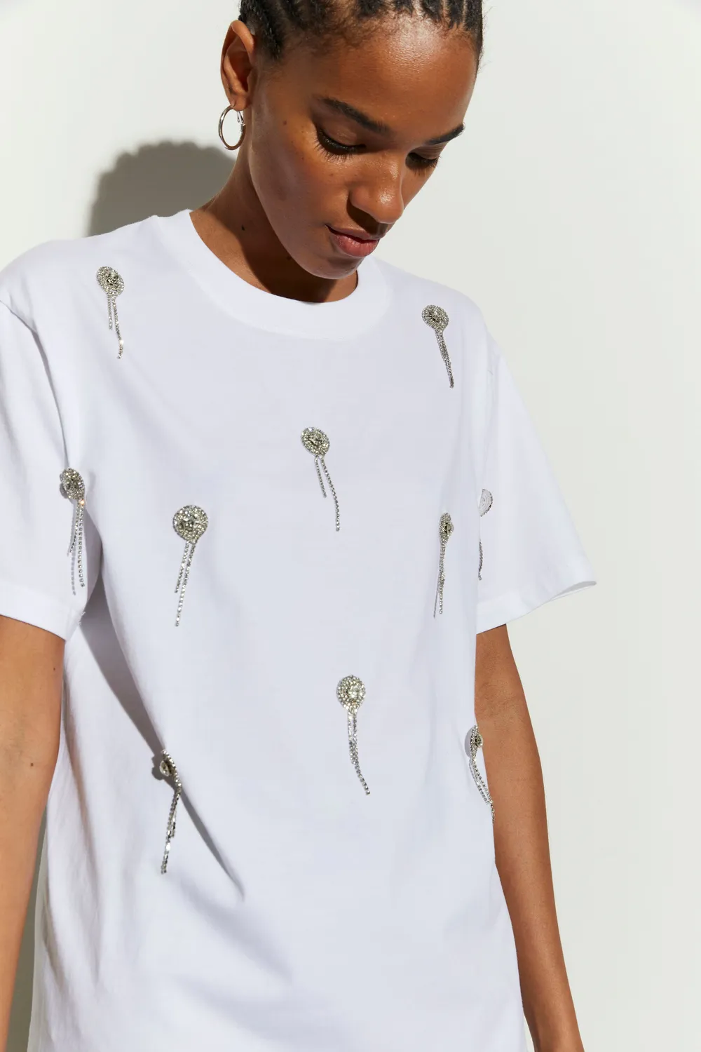 Isabelle Blanche Tshirt tricou bumbac gri-negru M cu strasuri