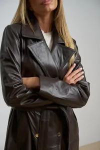 Mareus Fabrica de Blanuri 667 trench piele ciocolatiu 125 cm