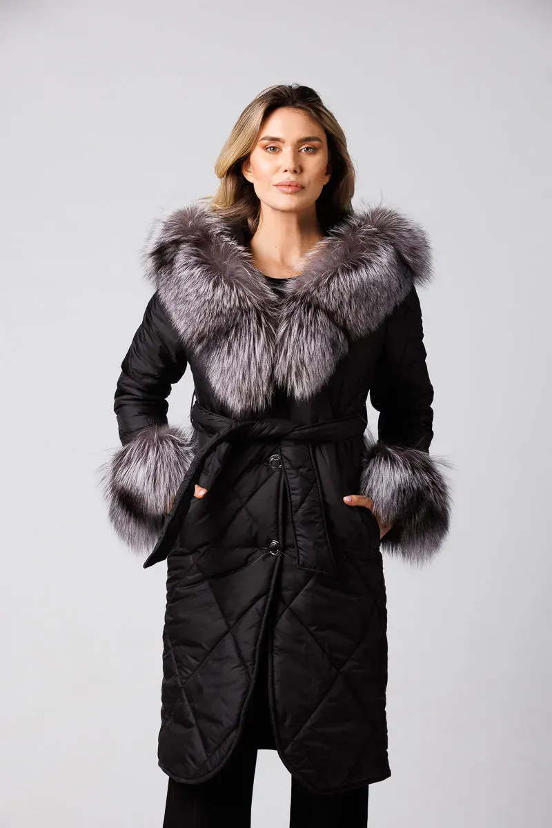 Mareus Obsidian Grey Frost 140 parka dama blana vulpe 110 cm