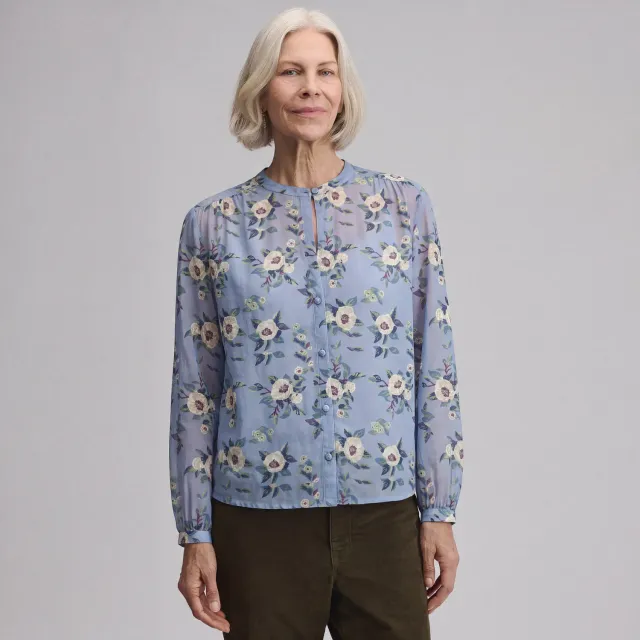 Eddie Bauer Collarless Camasa Dama Maneca Lunga Ivory