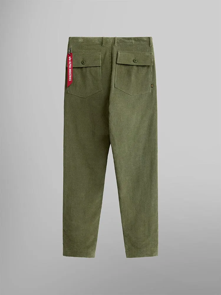 Alpha Industries Corduroy Fatigue pantaloni verzi catifea raiată