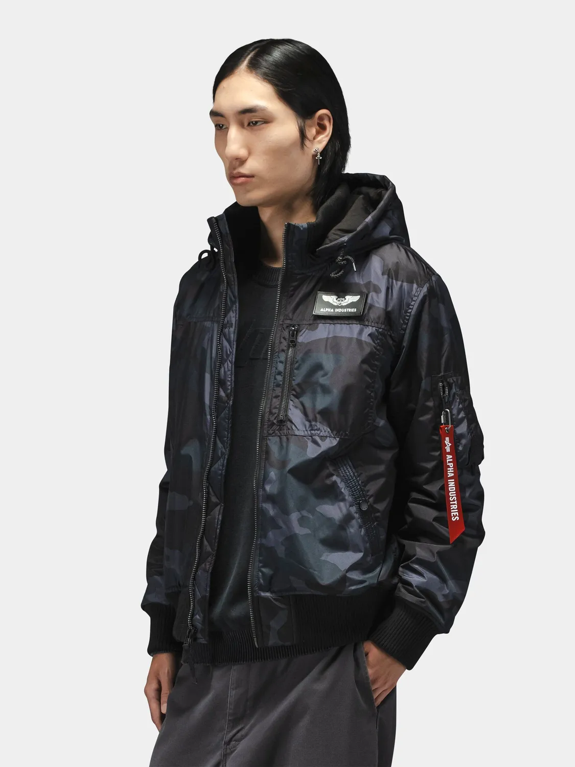 Alpha Industries MA-1 Hooded Rib geaca bomber neagra