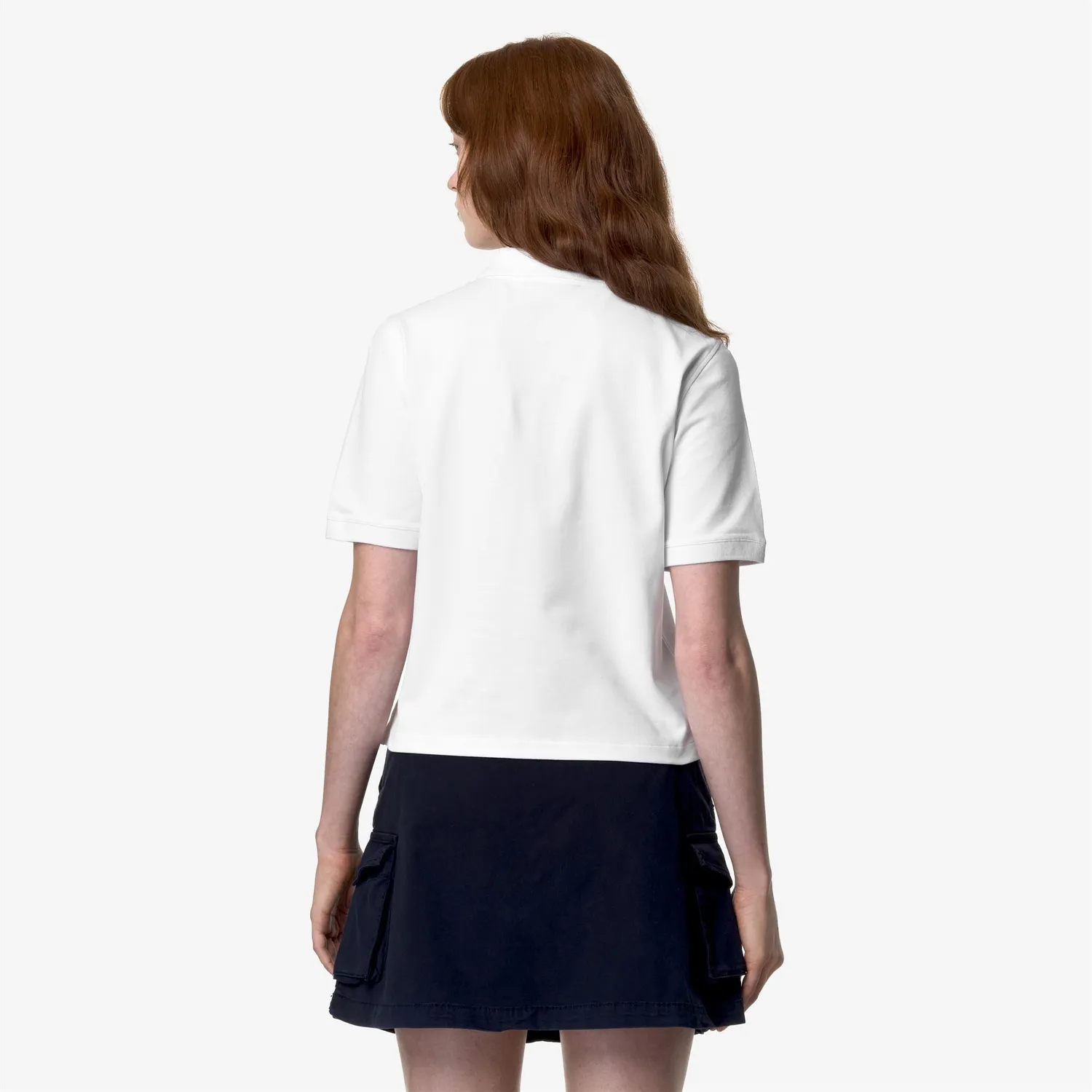 K-Way Liselle tricou polo dama alb bumbac stretch