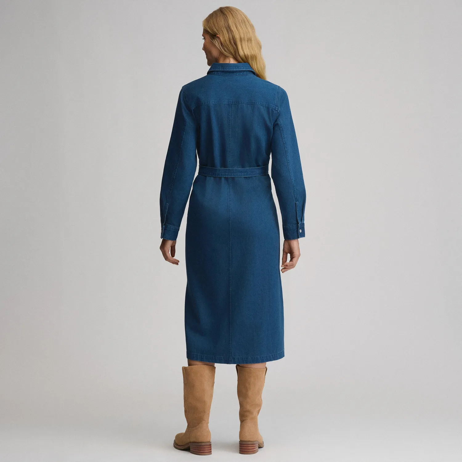 Eddie Bauer Denim Midi rochie damă Dark Denim cu cordon