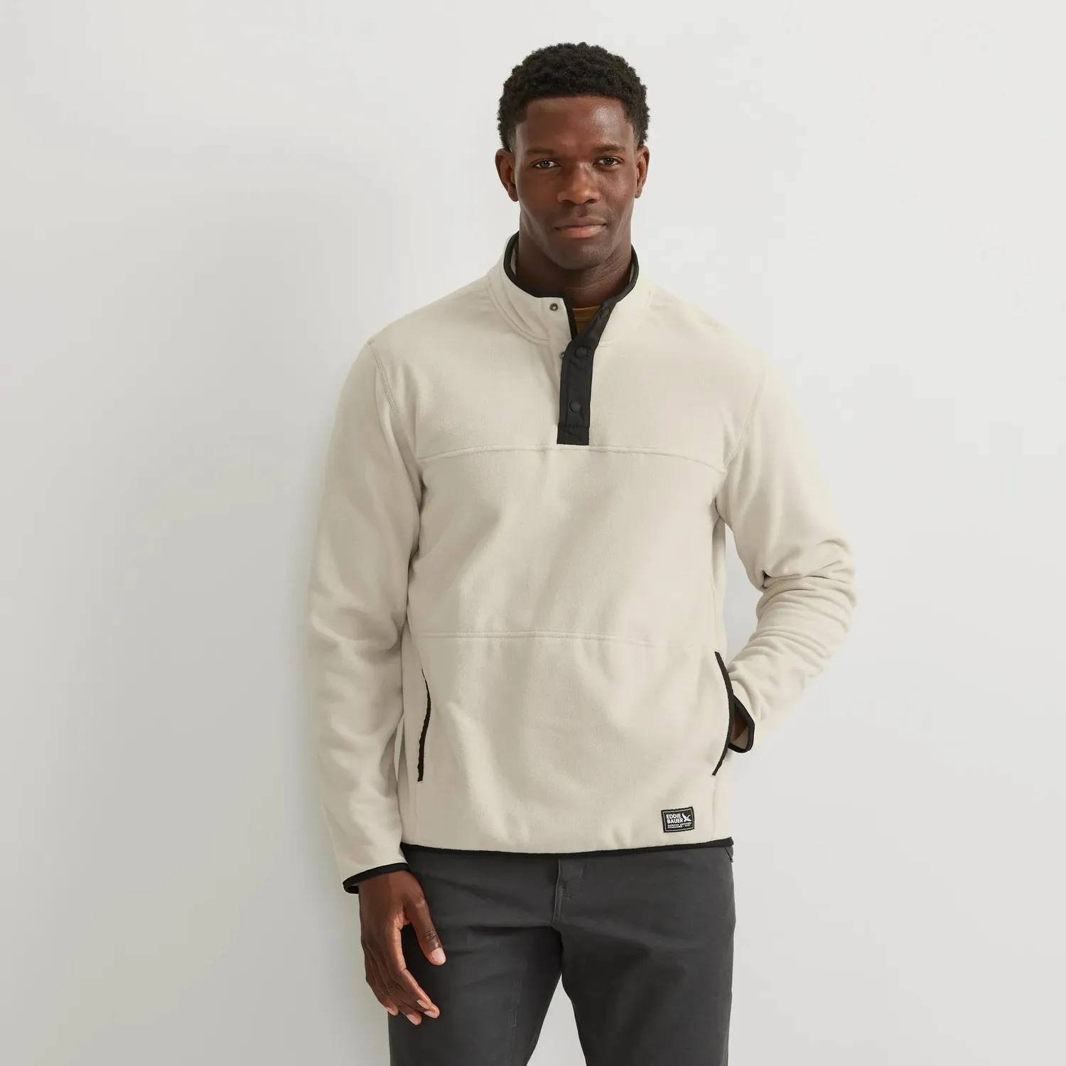 Eddie Bauer Chutes Fleece Snap Mock Pullover barbati verde