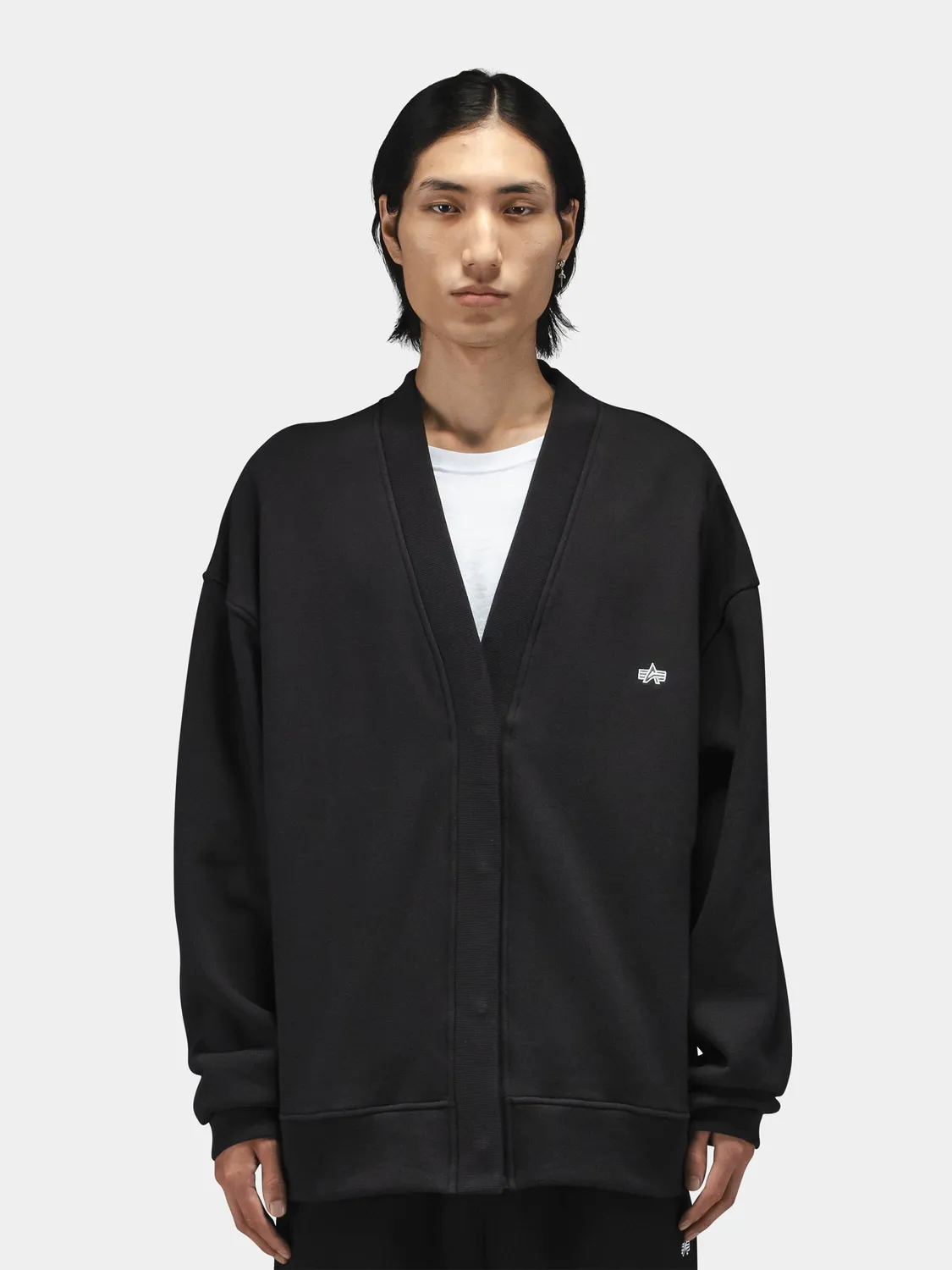 Alpha Industries Essential Cardigan cardigan negru bumbac