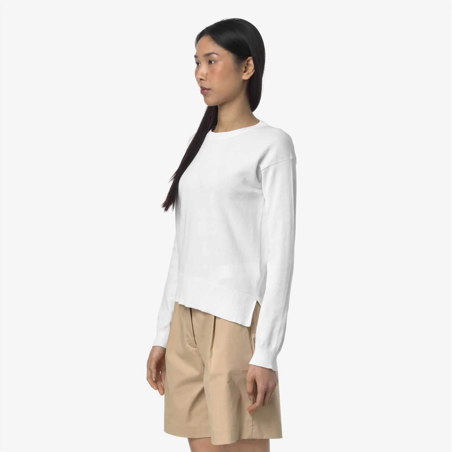 K-Way Domitine Cotton pulover dama alb bumbac mako