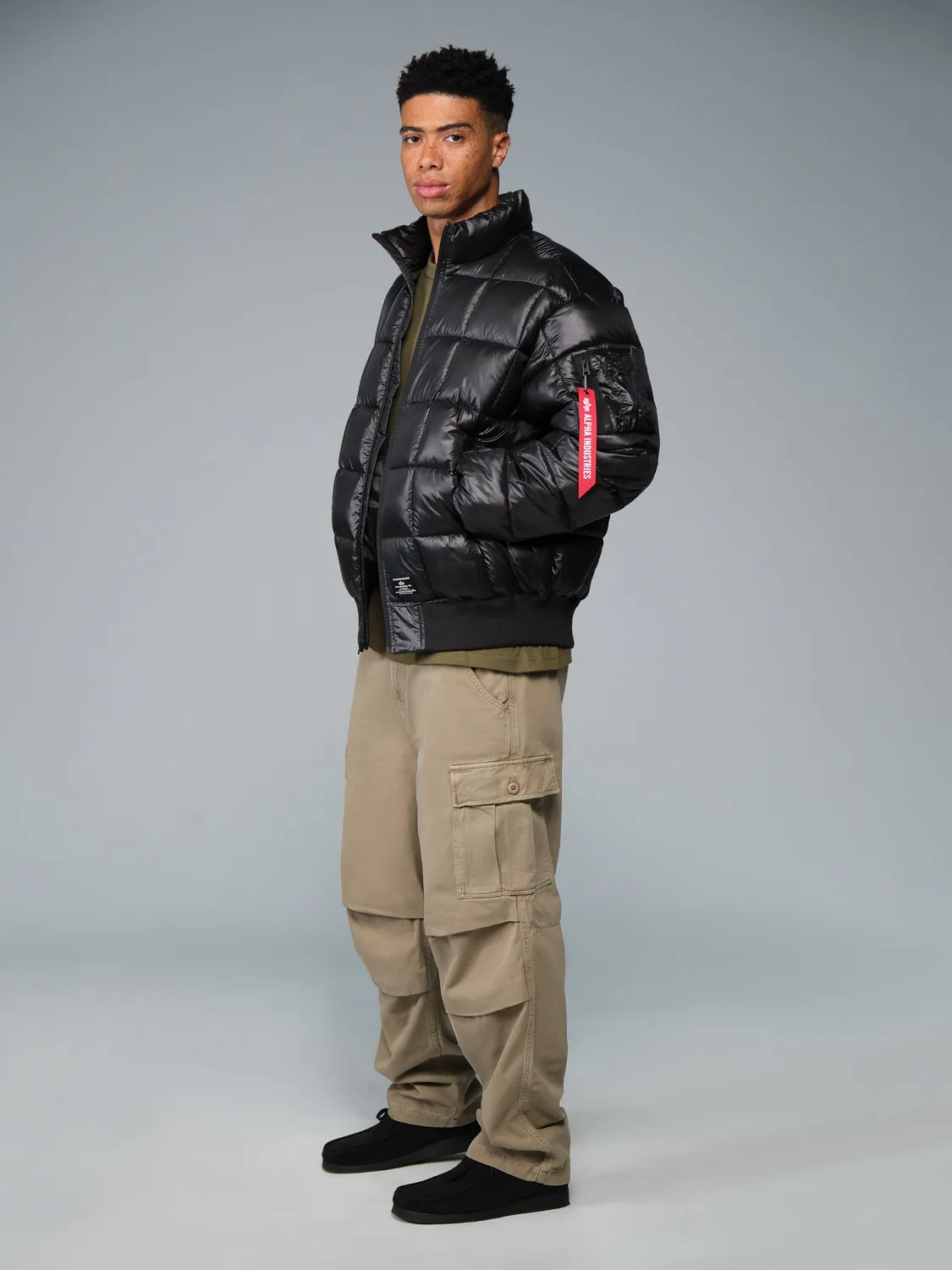 Alpha Industries MA-1 Puffer geaca bomber negru matlasata