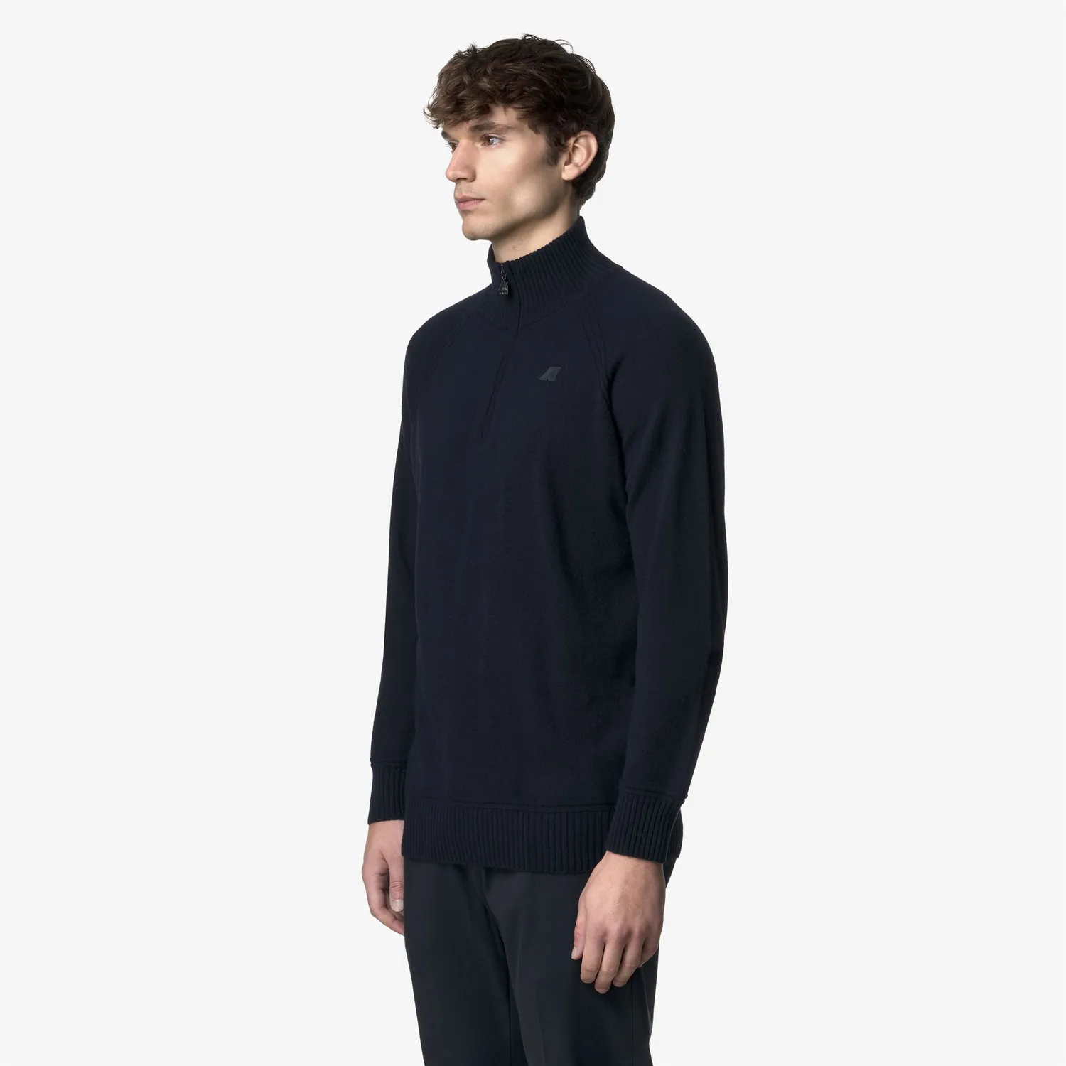 K-Way Cadras Wool Cashmere pulover Blue Depth cu fermoar