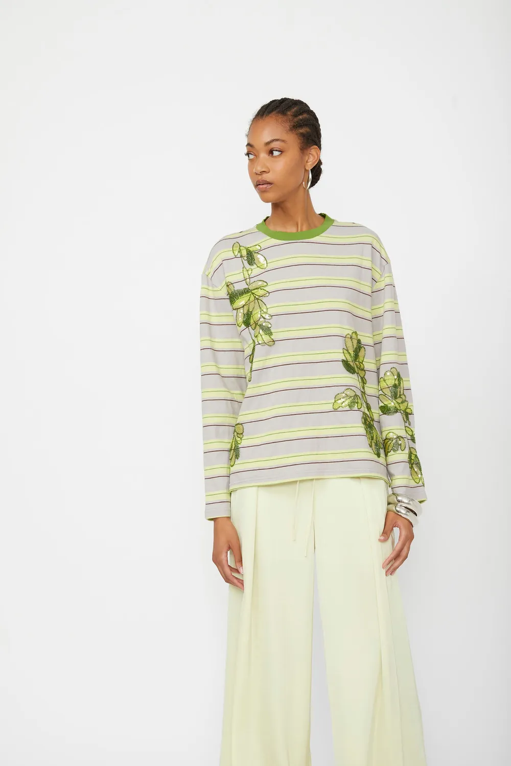 Isabelle Blanche tricou dungi bumbac limonade
