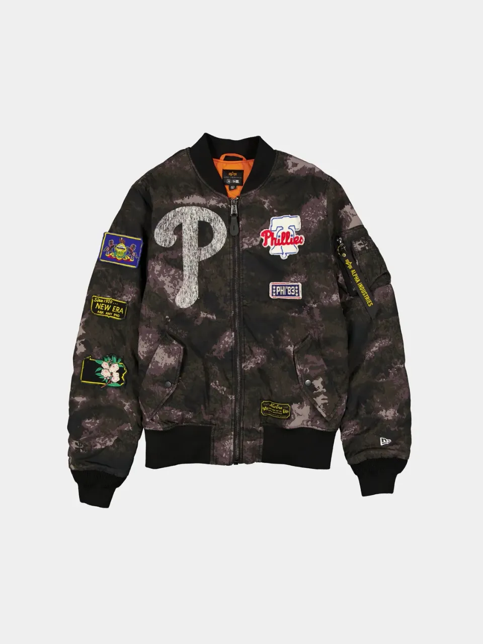 Alpha Industries MA-1 Philadelphia Phillies geaca bomber negru camo