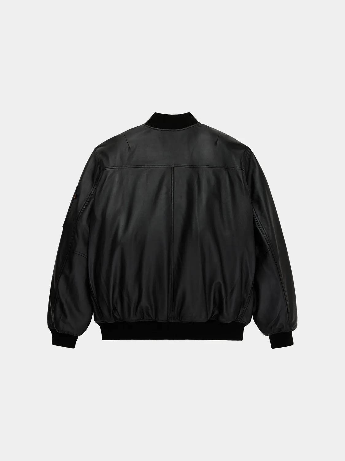 Alpha Industries MA-1 Leather Bomber geacă piele neagră călduroasă