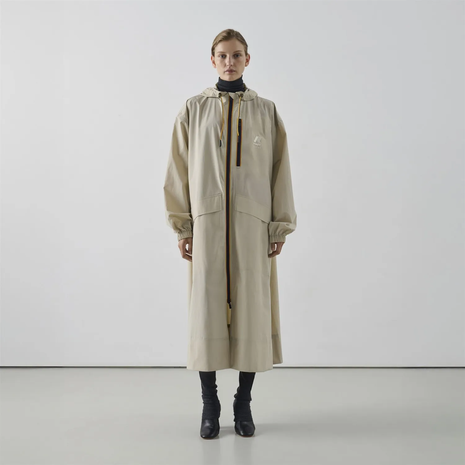 K-Way Pradel trench dama gri supradimensionat impermeabil