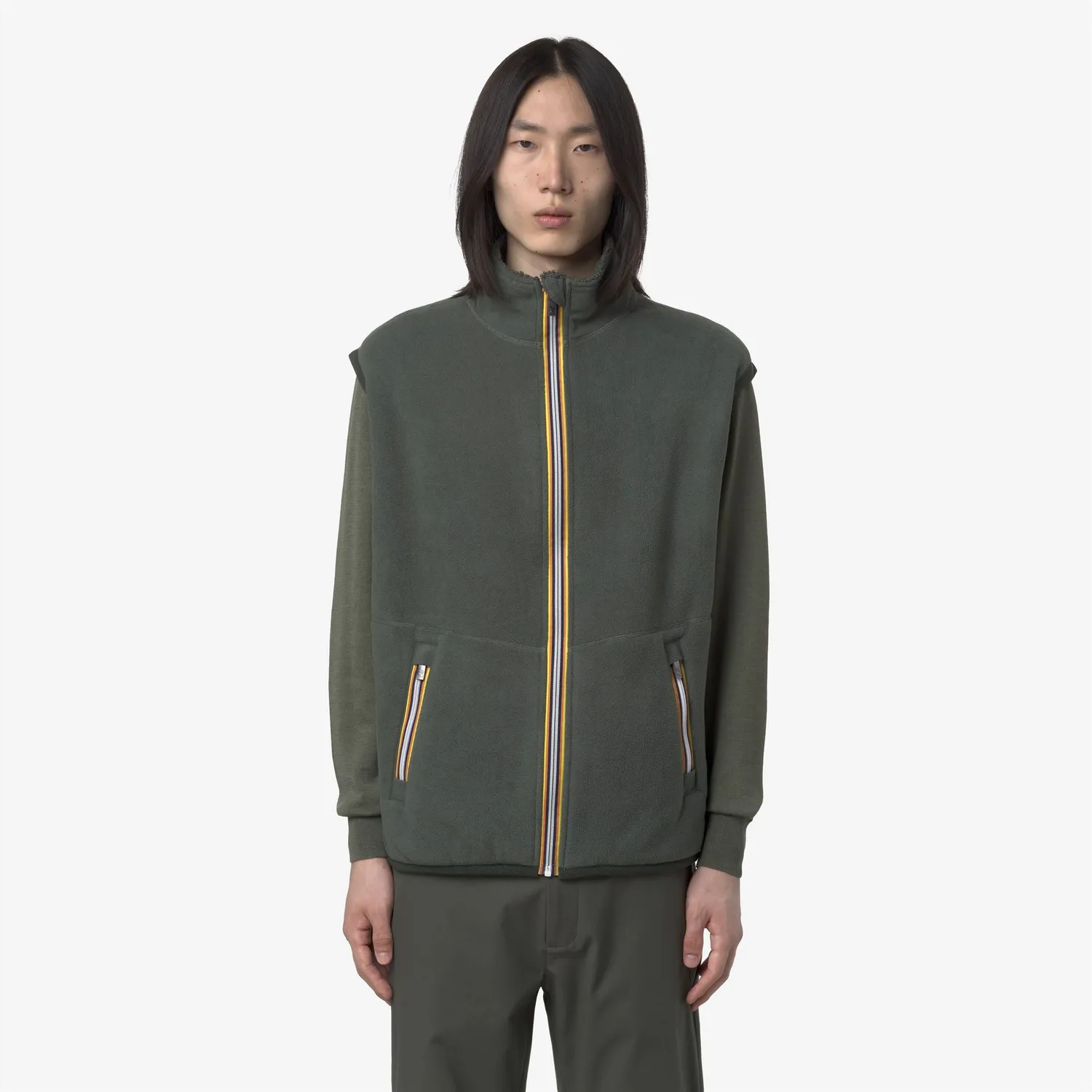 K-Way Yannick Sherpa Polar Double vestă verde negru